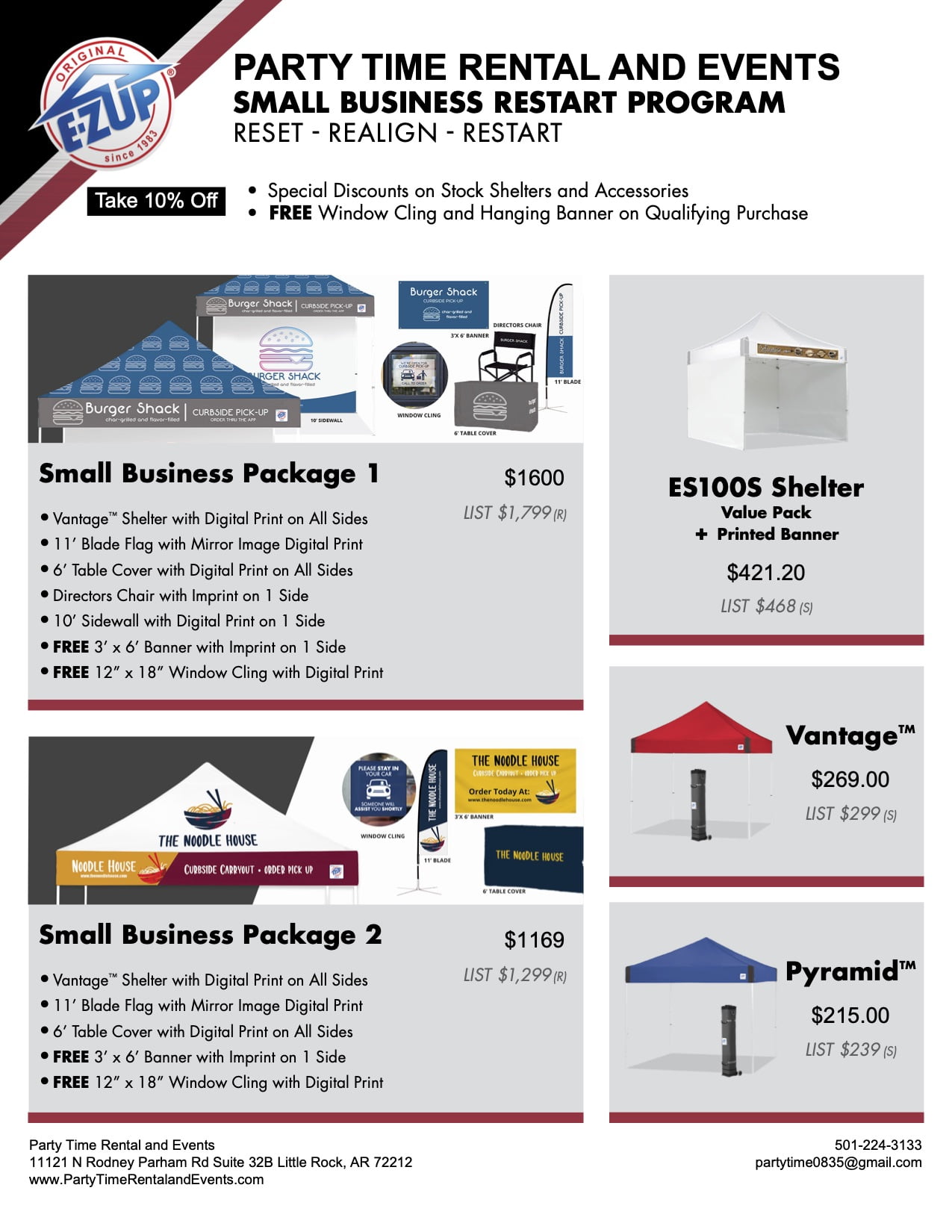 Small Business Restart Program by Party Time Rental and Events
