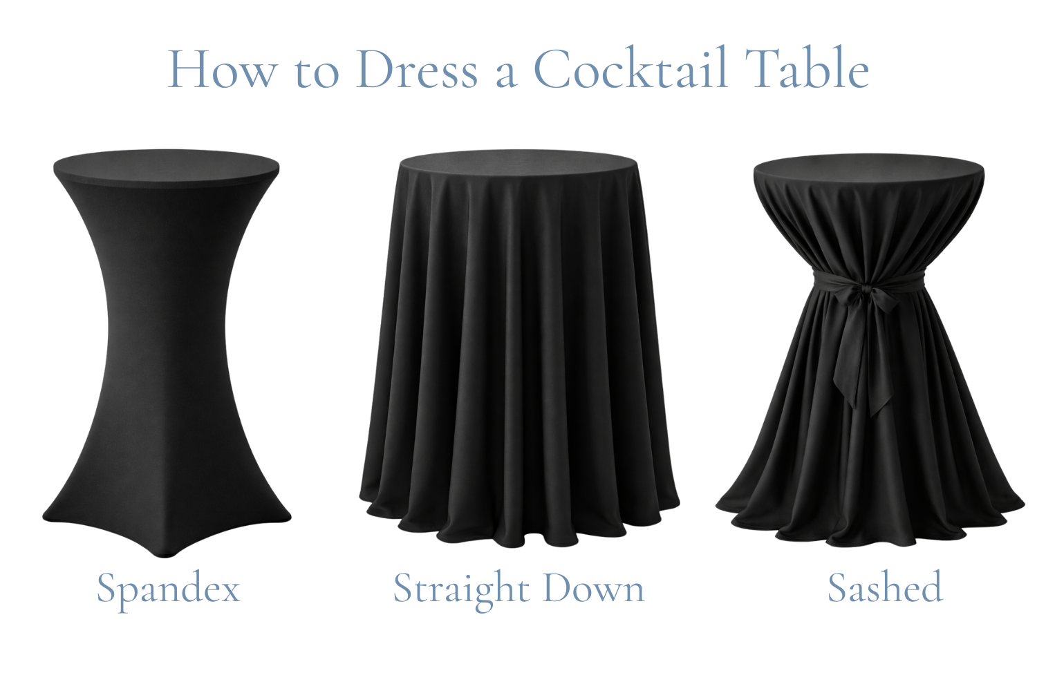 Round table linen options for event rentals and celebrations