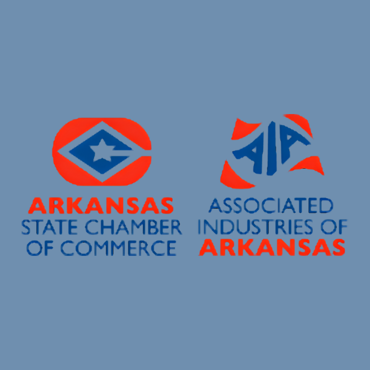 Logos of Arkansas State Chamber of Commerce and Associated Industries of Arkansas, representing local business support and community collaboration.
